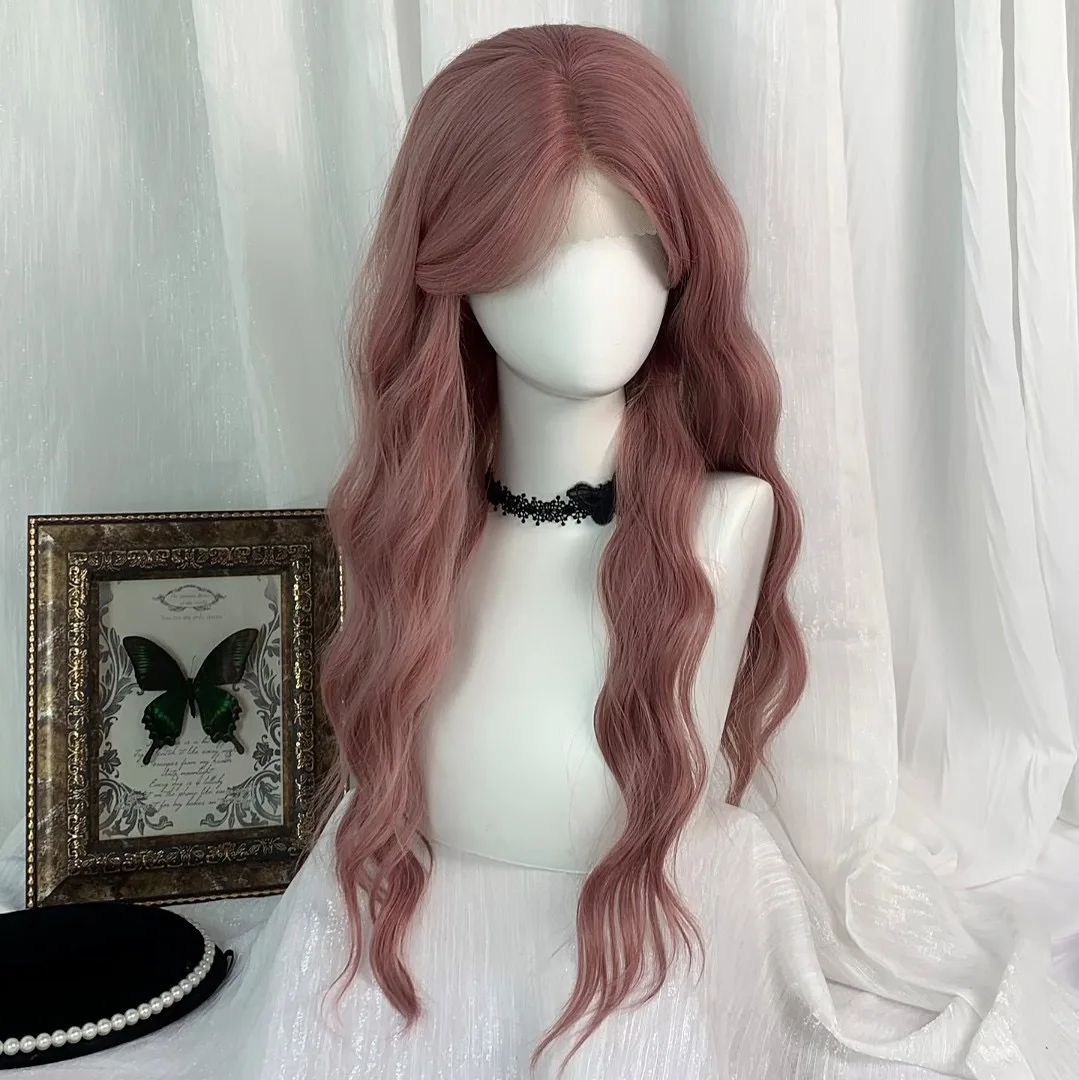 Pink Wig for Women Long Wavy Cosplay Wigs Natural Soft Sweet Synthetic Wig for Daily Use School Life Lolita Wig Pink