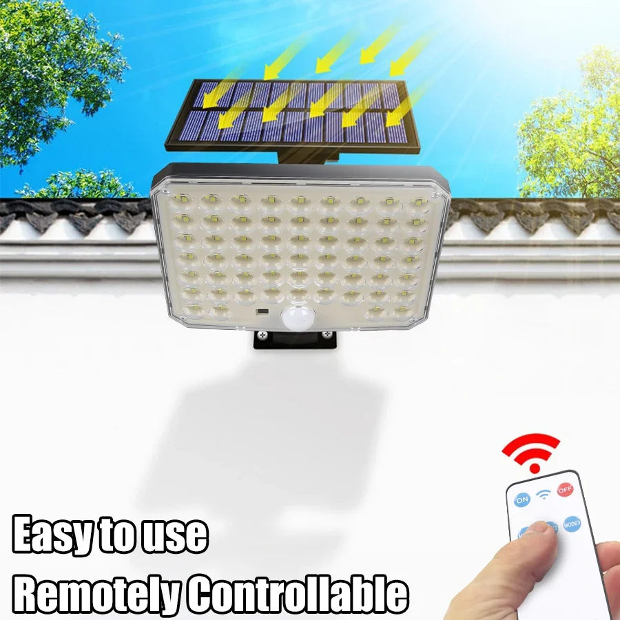 Solar Light Outdoor Super Bright Motion Sensor Solar Strong Power LED Garden Wall Lamp IP65 Waterproof 3 Working Modes Lantern