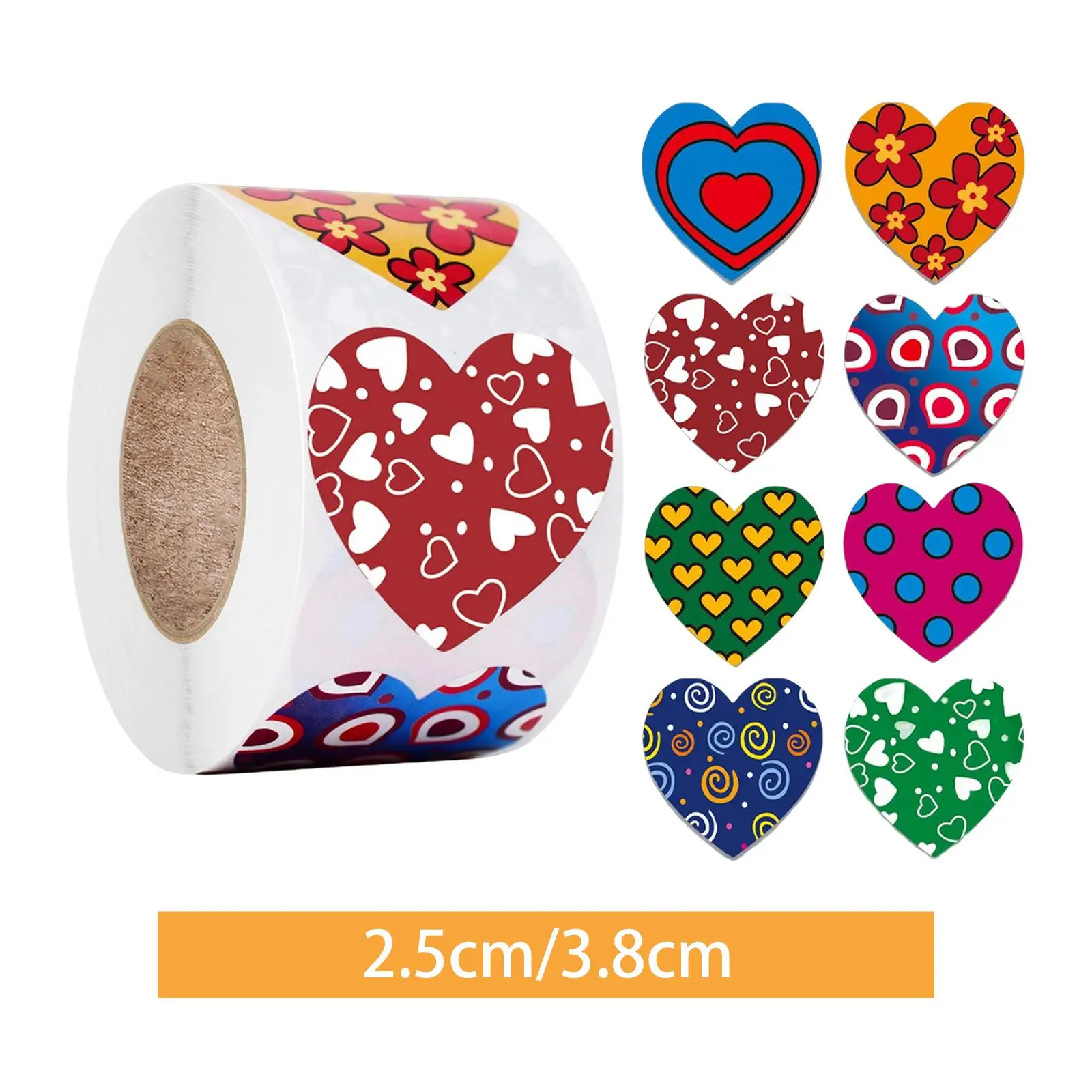 500 Pieces Heart Stickers Roll Decals Labels for Valentine'S Day Party Favor Supplies