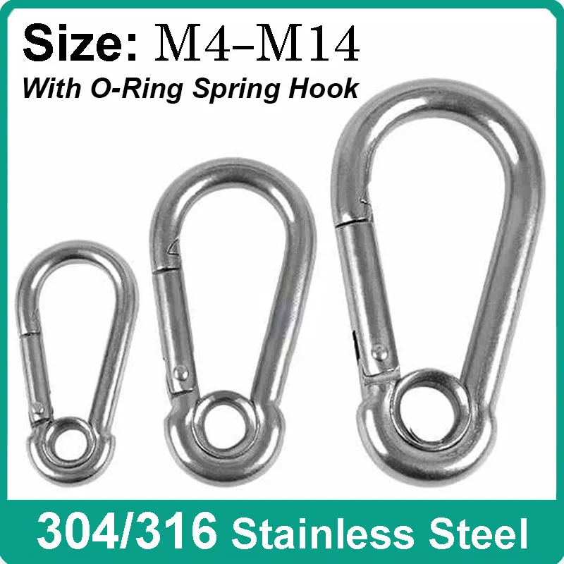 

1/2/5Pcs 304/316 Stainless Steel Carabiner Spring Hook Outdoor Camping Lock Pet Rope Snap M4 M5 M6 M7 M8 M9 M10 M11 M12 M14