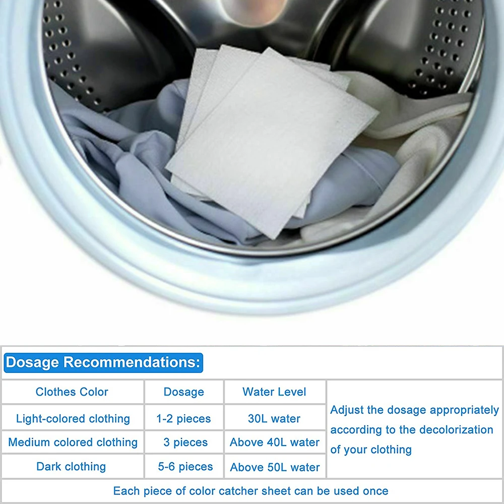 100pcs Farb fänger Blatt Farbstoff Einfangen Farbe Absorption Papier Wäsche Anti-Cross-Färben Tinct Fleck Beweis Schutz zum Waschen – Detail 3
