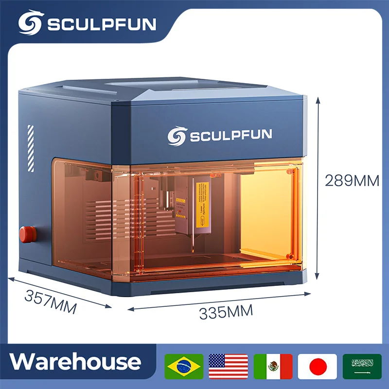 SCULPFUN 12W Diode Laser 1.2W Infrared Porable Laser Machine Desktop Enclosed Engraving Machine For Wood Metal Leather Paper