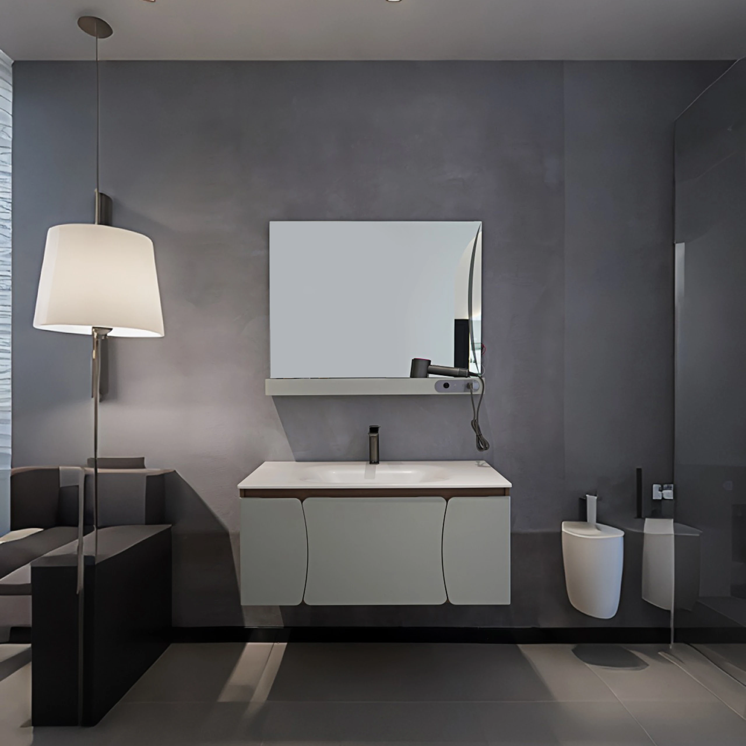2026 Modern Bathroom Cabinet With Smart Mirror Hanging Wood Vanity Set-Waterproof Large Storage Durable & Easy Clean For Bedroom
