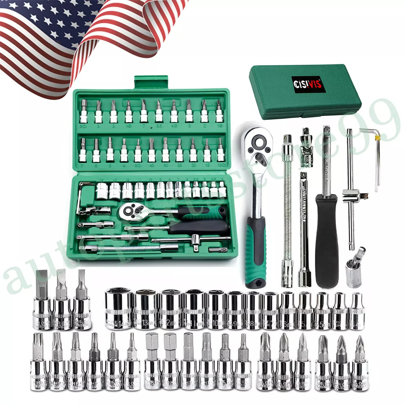 

Auto Car Repair Tool Kit, Drive Socket Set, Ratchet Wrench Bits, Spanner, 52Pcs, 1/4"