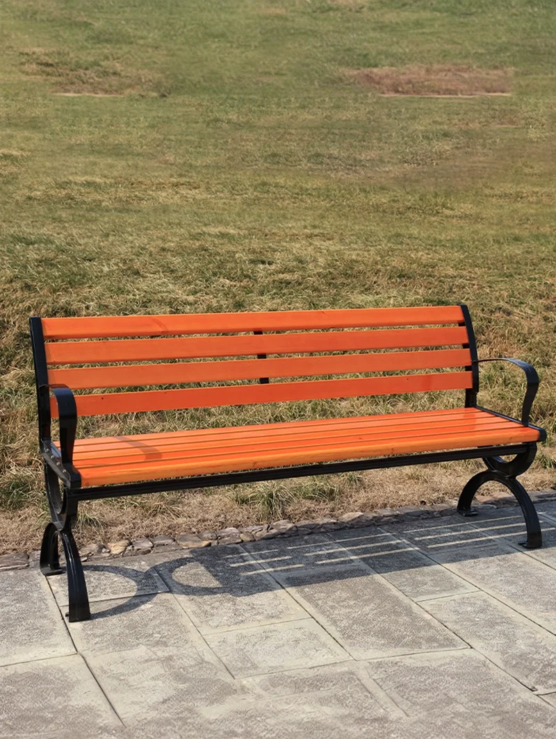 Park chairs, outdoor benches, outdoor waterproof backrests, solid wood chairs, anti-corrosion chairs, leisure plastic long woode