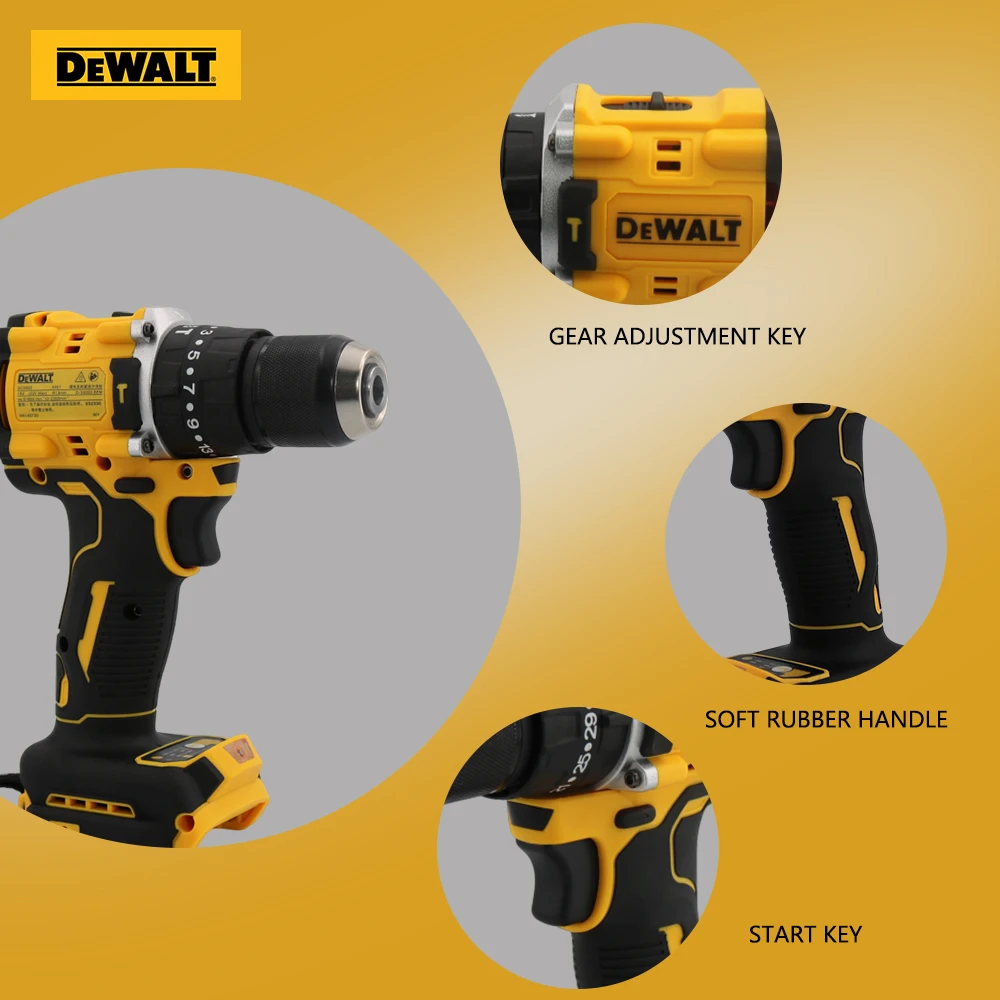 Imagem -02 - Dewalt-broca de Impacto Recarregável Ferramentas Elétricas sem Escova Bateria de Lítio 20v Broca sem Fio Multifuncional Dcd805