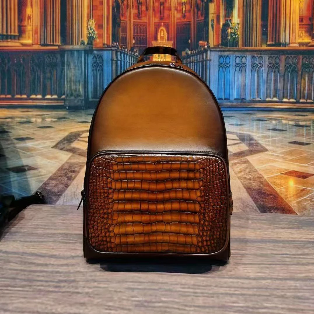 

yingshang men crocodile bag male backpack leisure travel sports fahion