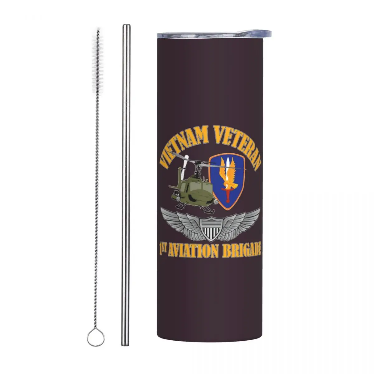 Uh-1 Huey Helicopter Stainless Steel Tumbler Vacuum Insulated Mug Thermal Cold Bottle Straw With Lid 20oz