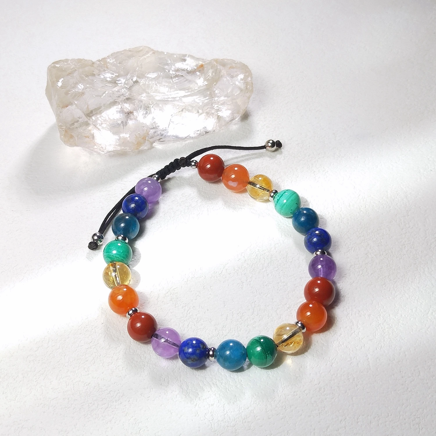 Lii Ji Natural Stone 7 Chakras Beaded 8mm Adjustable Bracelet For Male Jewelry view 5