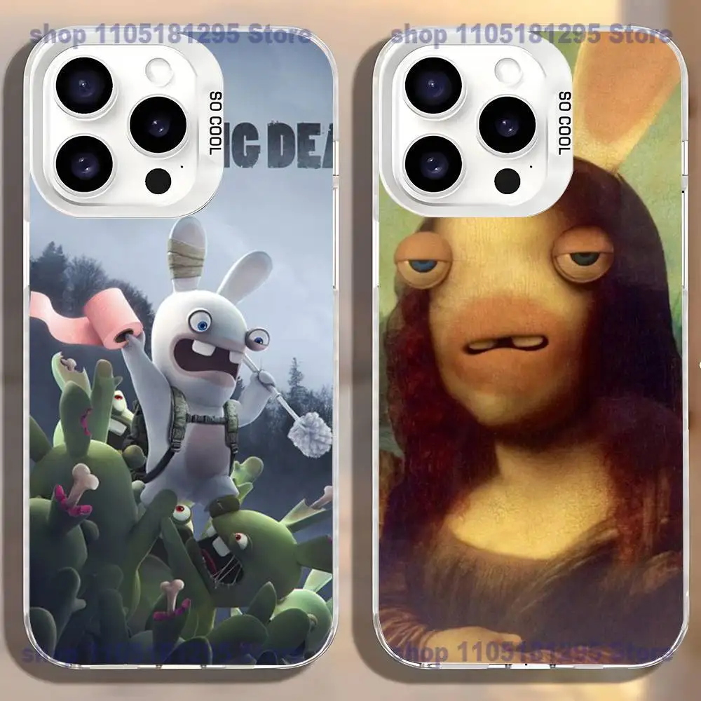 

Funny Raving R-Rabbids Phone Case For iPhone17,16,15,14,13,12,11,Mini,Pro,SE,MAX,plus,White Matte Shockproof Cover
