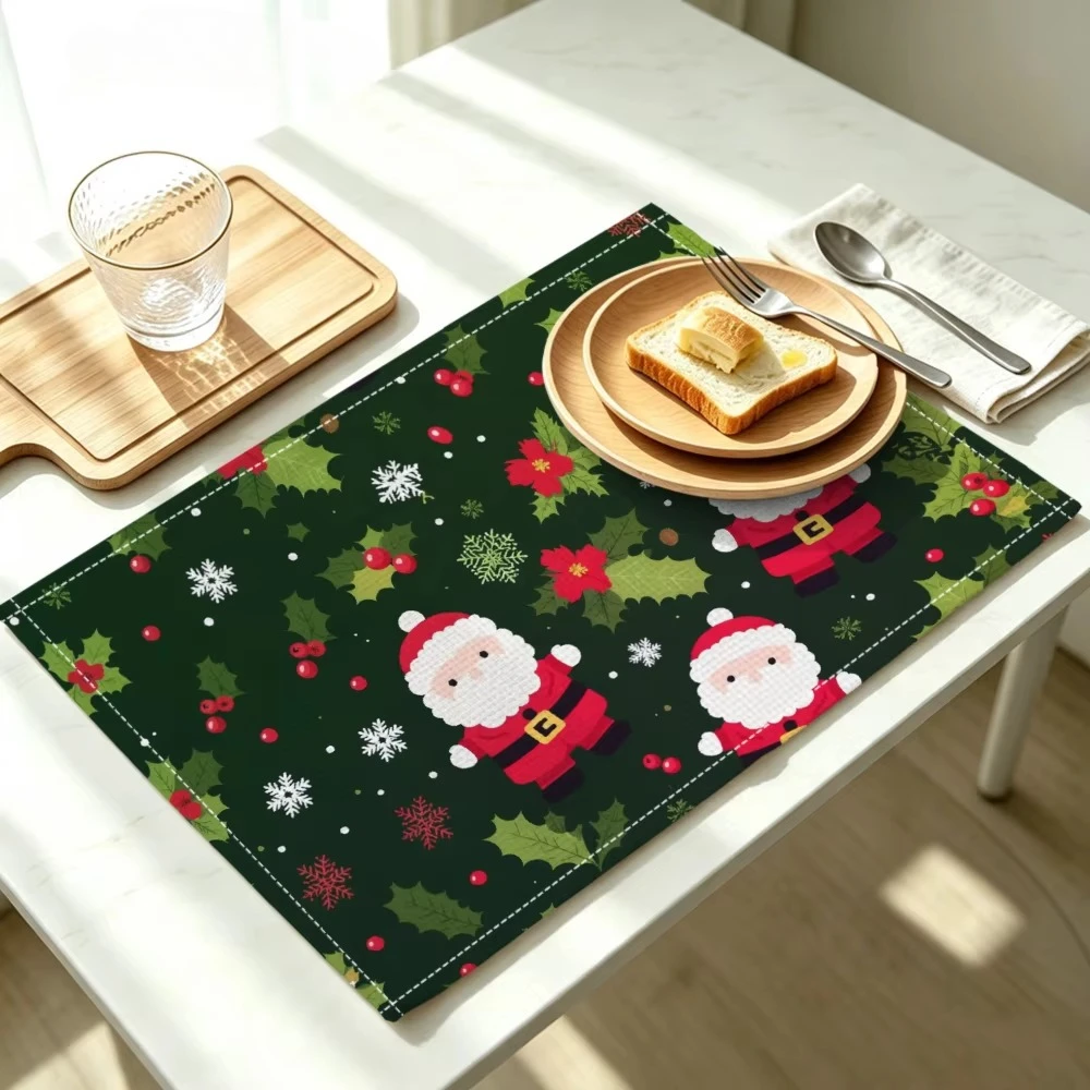 Santa Claus Print Placemat, Washable & Practical, Living Room & Dining Decor or Everyday Christmas Placemat