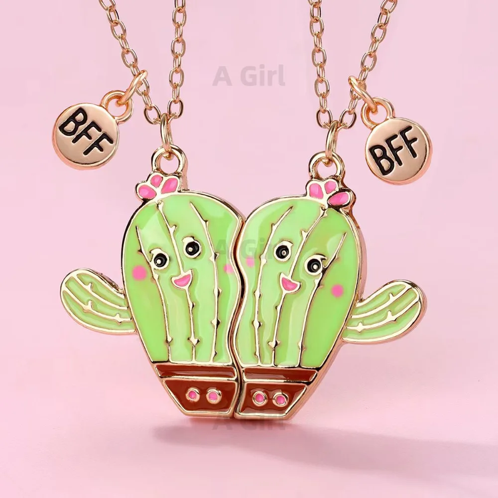 A Girl 2Pcs/set Cartoon Animal Series Unicorn Mermaid Capybara Pendant Best Friend Necklace BFF Friendship Jewelry Gifts view 4