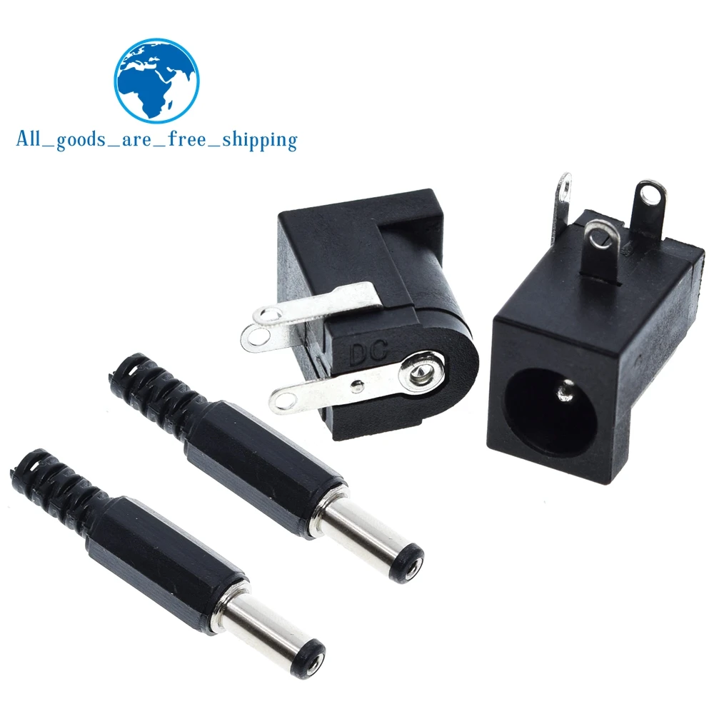 TZT 10Pcs DC-005 Black DC Power Jack Socket Connector DC005 5.5*2.1mm 2.1 socket Round the needle