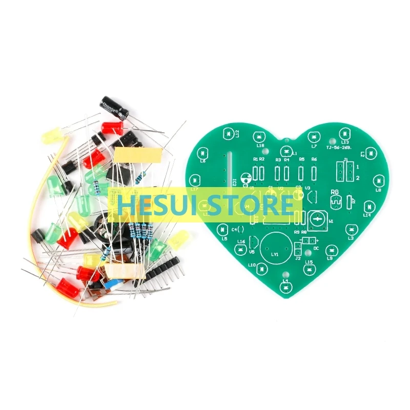 Light control music heart light kit 18 LED color lights control diy making pieces teaching practical training welding