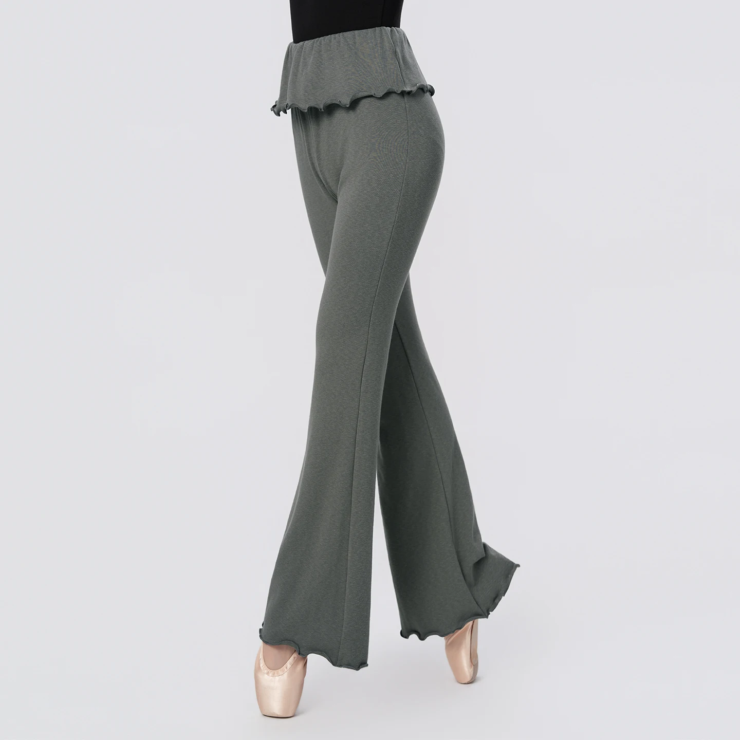 

Women Ballet Flared Dance Pants High Waist Ruffle Waistband Stretchy Cotton Bell Bottoms Yoga Modern Dance Gym Practice Trousers