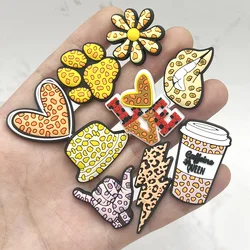 Leopard Print Love Heart PVC Shoe Charm Accessories Diy Shoe Buckle Decoration Cat Claw Lightning Clogs Upper Pins Charms Gift