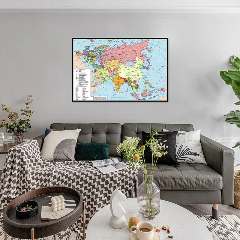 90*60cm mappa dell'asia e dell'europa Wall Art Poster pittura su tela immagine decorativa decorazione del soggiorno materiale scolastico