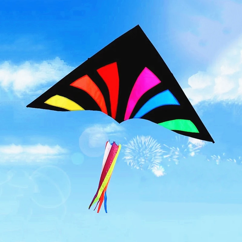 free shipping rainbow delta kites for adults reel windsocks kite flying children kite string weifang kite factory sports kite