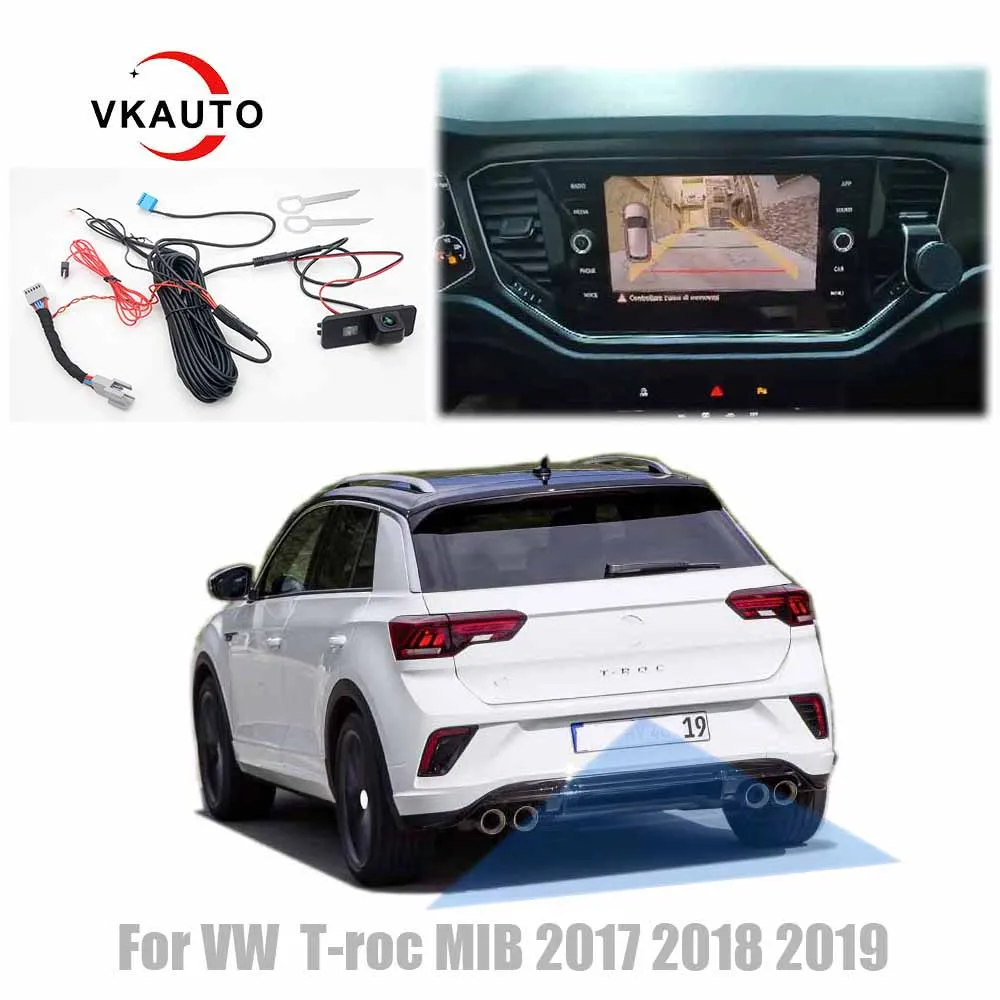 VKAUTO Canbus dynamiczna kamera trajektorii dla VW T-roc troc 2017 do 2024 kamera cofania działa z MIB2 MQB