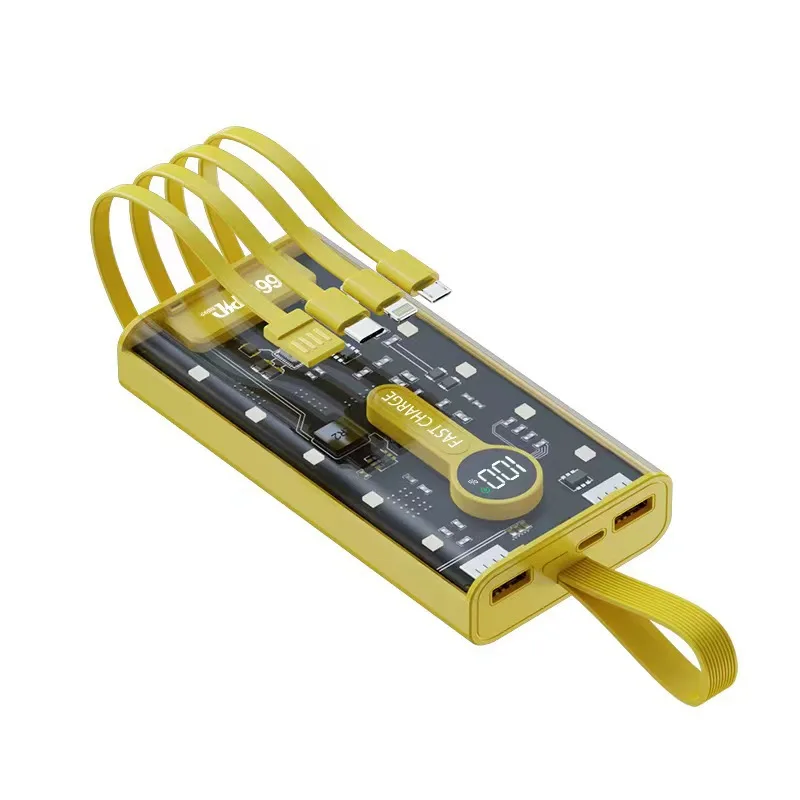 PD22.5W شحن سريع للغاية 20000 مللي أمبير بانك ميكا بنك طاقة شفاف شاشة ديجيتال سعة كبيرة مصدر طاقة متنقل