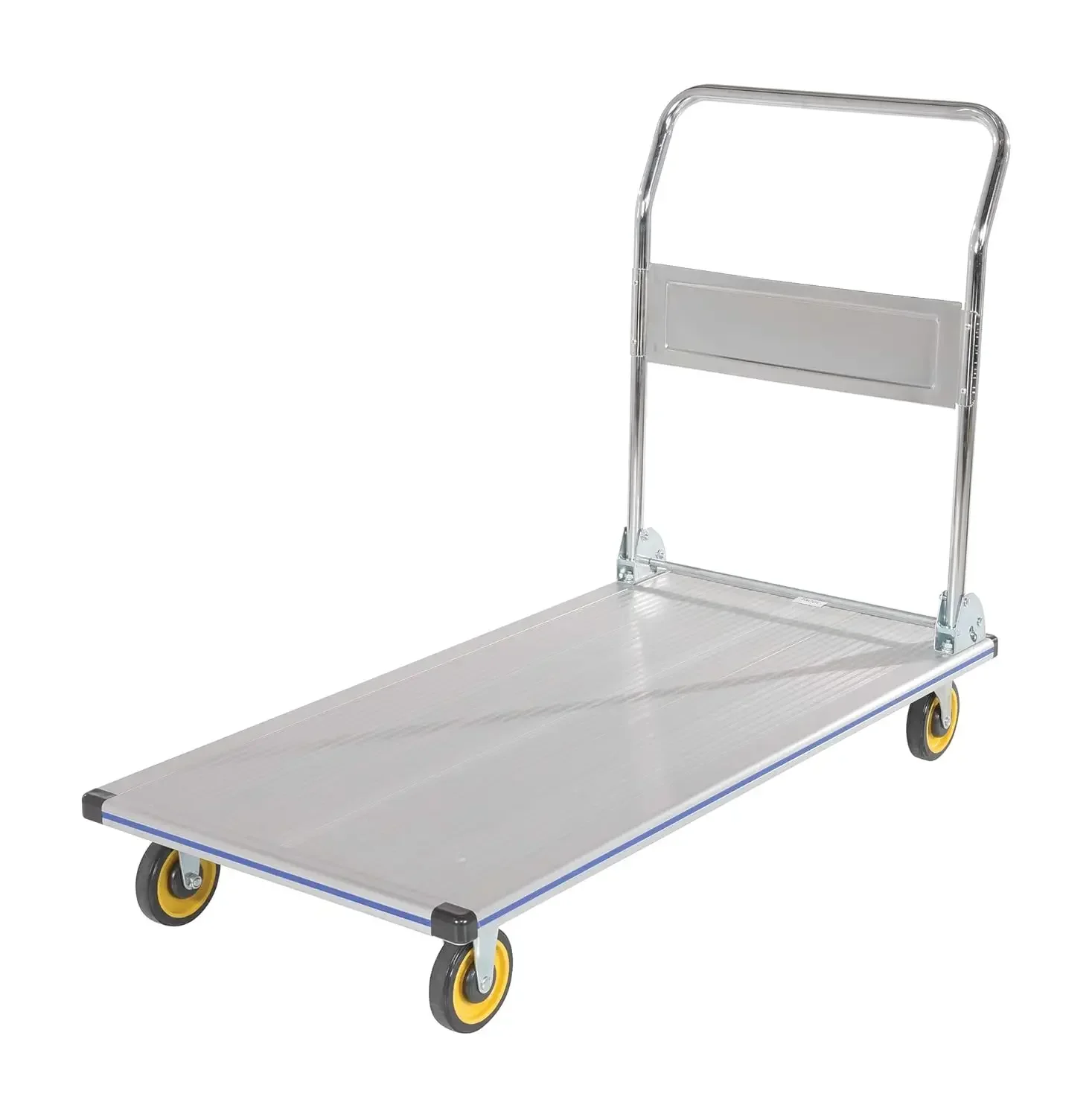 Alumínio Folding Platform Truck com Single Handle e 5 "Non-Marking poliuretano rodízios, AFT-48-NM, 600 lbs Capacidade