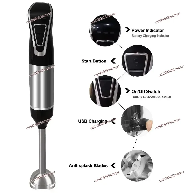 

Rechargeable Portable Hand Mixer Stick Blender Powerful Immersion Blender Cordless Electric Hand Blender