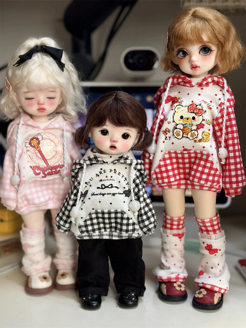 BJD doll clothes suitable for 1/4 1/5 1/6 size color block sweatshirt set clothes set doll accessories (2 points)