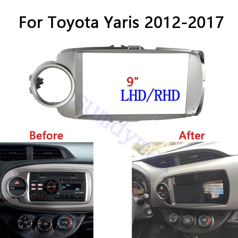

9" 2Din car Radio Fascia for Toyota Yaris Vitz 2011+ GPS DVD Stereo Panel Dash Mounting Installation Trim Kit Face Frame Bezel