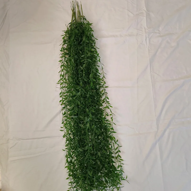 10 Stück extra lange Deluxe-Weidenranken, elegante künstliche Grünpflanzen, künstliche immergrüne Hängewäschseranken mit dichtem Blatt für das Wohnzimmer im Frühling