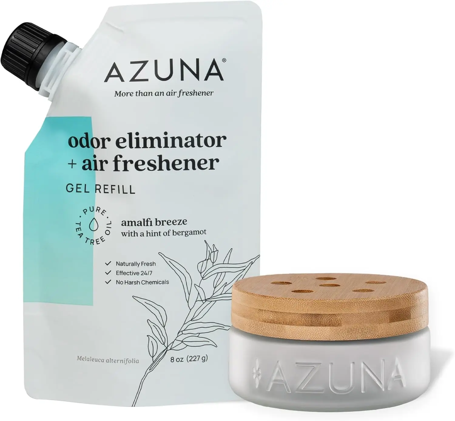 

Освежитель воздуха и устранитель запаха для сильного запаха | 1 комплект для комнаты включает в себя (1) пустая стеклянная банка Luxe и стержень на 8 унций с чайным деревом.