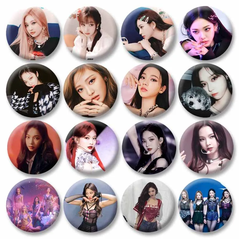 KPOP BAND Aespa Enamel Pins Karina Giselle Tinplate Round Brooch Badge for Backpack Clothing Decor Fashion Jewelry Accessories