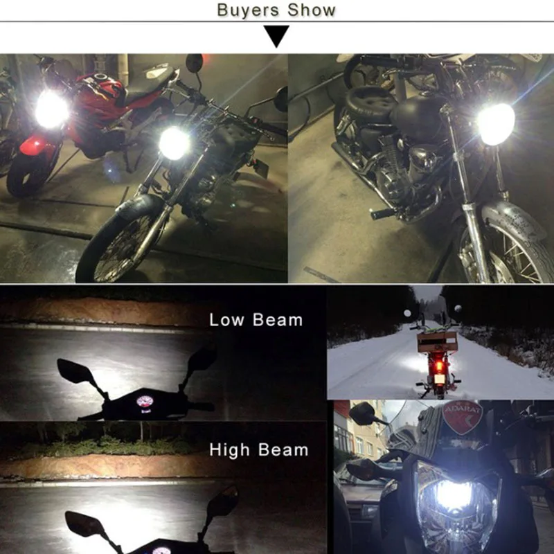 1PCS H4 LED H6 BA20D P15D Motorcycle Headlight Bulbs CSP COB White 6000K Lens Hi Lo Lamp Moto Scooter Accessories 12V Headlamp - view 6