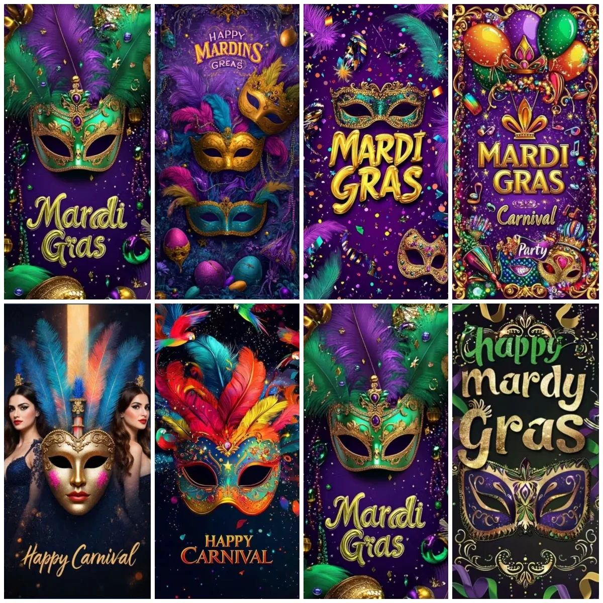 

Mardi Gras Party Decoration Door Cover Banner Mask Feather Garland Background Supplies Carnival Event Backdrop Photography Props