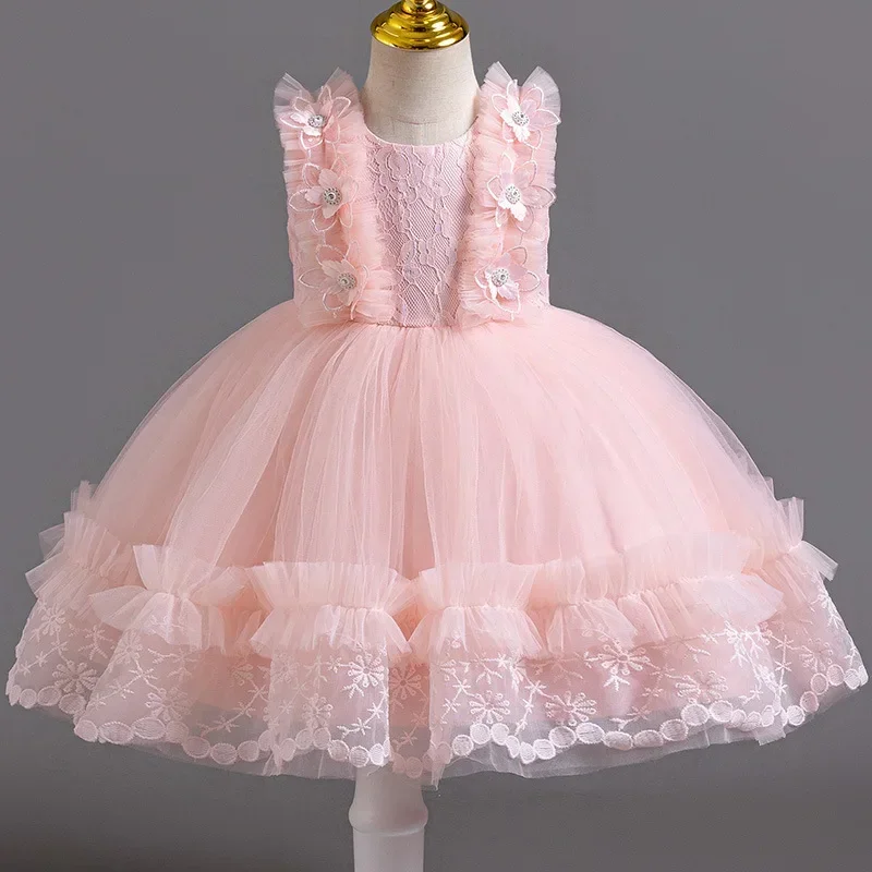 

Baby Princess Summer Dress Cute Girls Lace Sleeveless Fairy Ball Gown Newborn First Birthday Frocks Kids Formal Party Clothes