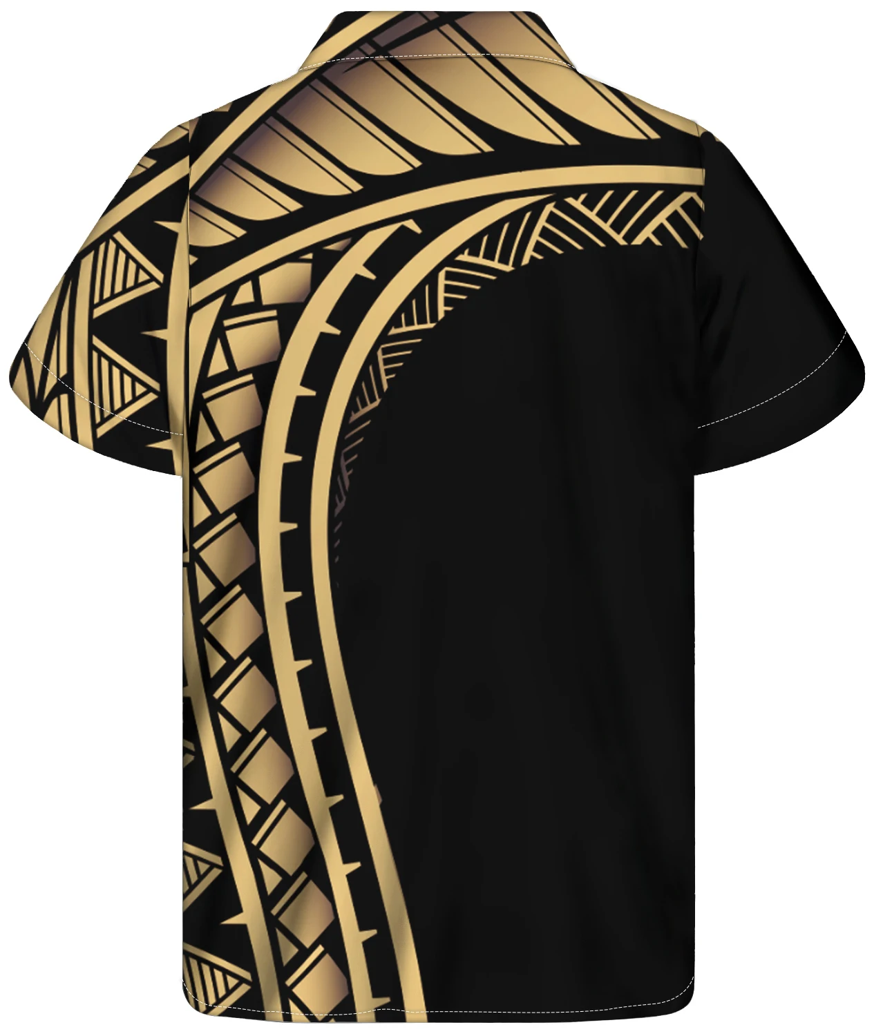 Comfortable Mens Mens Cheap T Shirts High Quality Polynesian Tribal Black Background Gold Stripe Print