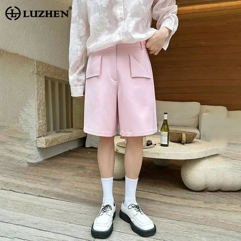 LUZHEN Casual Decorate 2026 Pockets Summer Straight Fashion Shorts Patchwork Men's Solid Color Elegant Five-pointed Pants JY8057