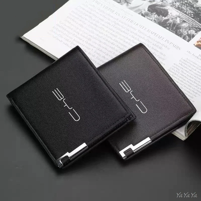 Leather Car Document Wallet Card Holder Case For BYD Sealion 7 Seal Atto 3 Dolphin Song Plus Han Tang Auto Accessories