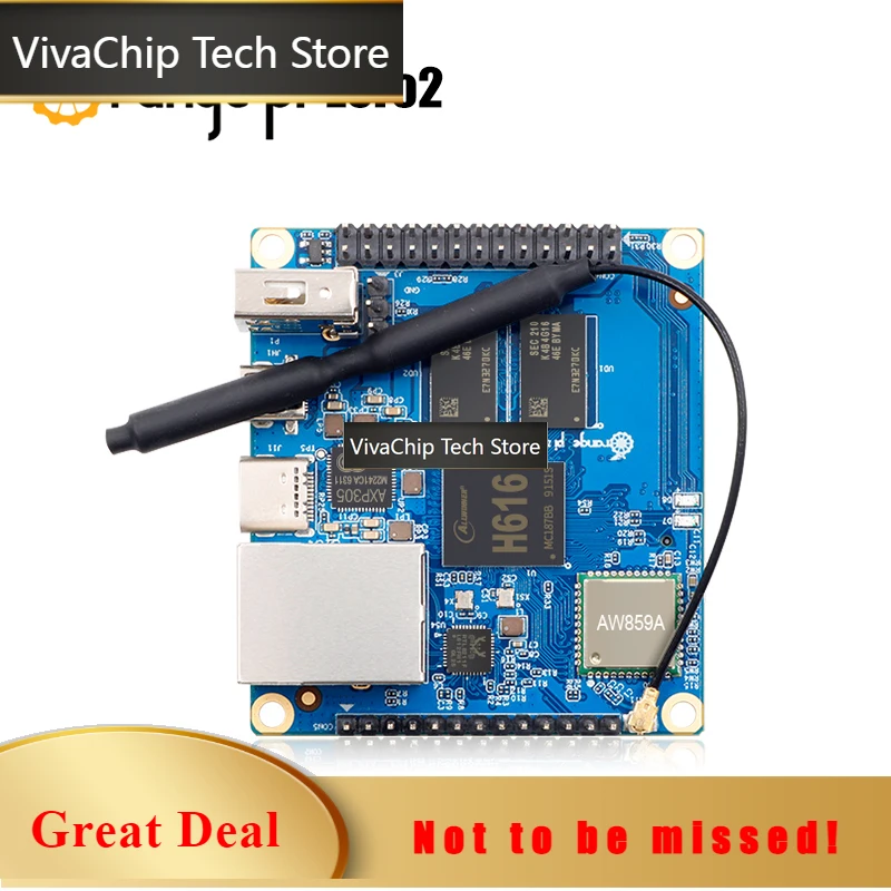 VivaChip TechOrangePi Zero2 1GB+Expansion Board+Type-C Cable Single Board Computer Sets