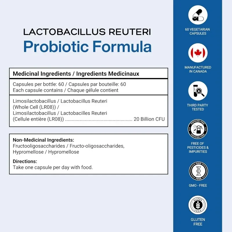 Lactobacillus probiotics 20 billion CFU L Reuteri probiotics intestinal health support -60 capsules - Image 4