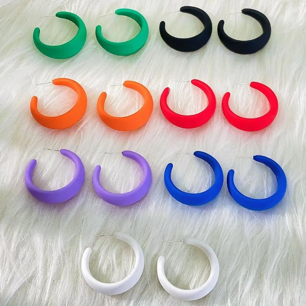 Anting-anting Stainless Steel berbentuk C warna mode Eropa dan Amerika untuk wanita hadiah perhiasan manis Girly yang berlebihan Retro