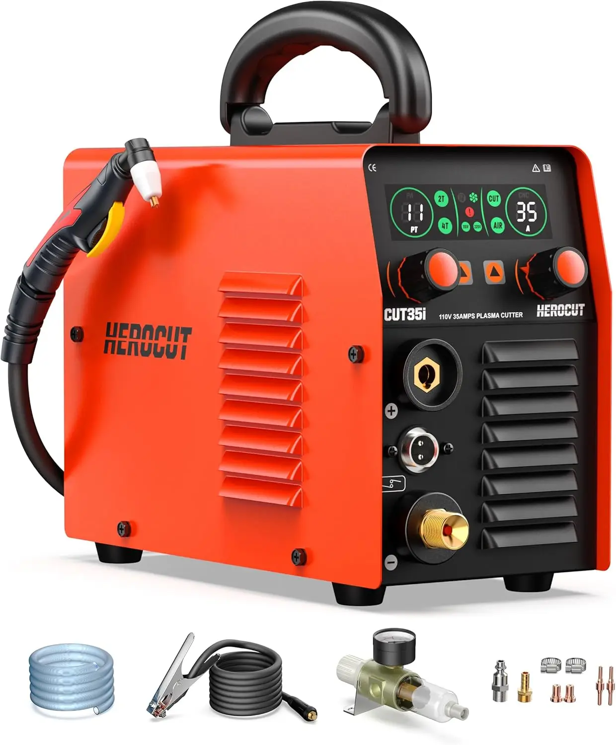 

Plasma Cutter 35A, CUT35i, 110V IGBT Inverter, 10mm Max Thickness, Screen Display, Beginner DIY
