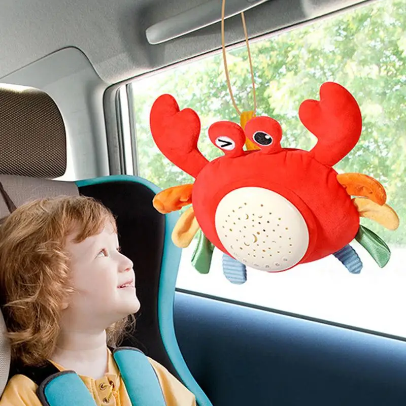 Singing Stuffed Animals Starry Projection Plush Crabs Toys With Soft Music Soothing Toys Lanyard Equipped Volume Adjustable