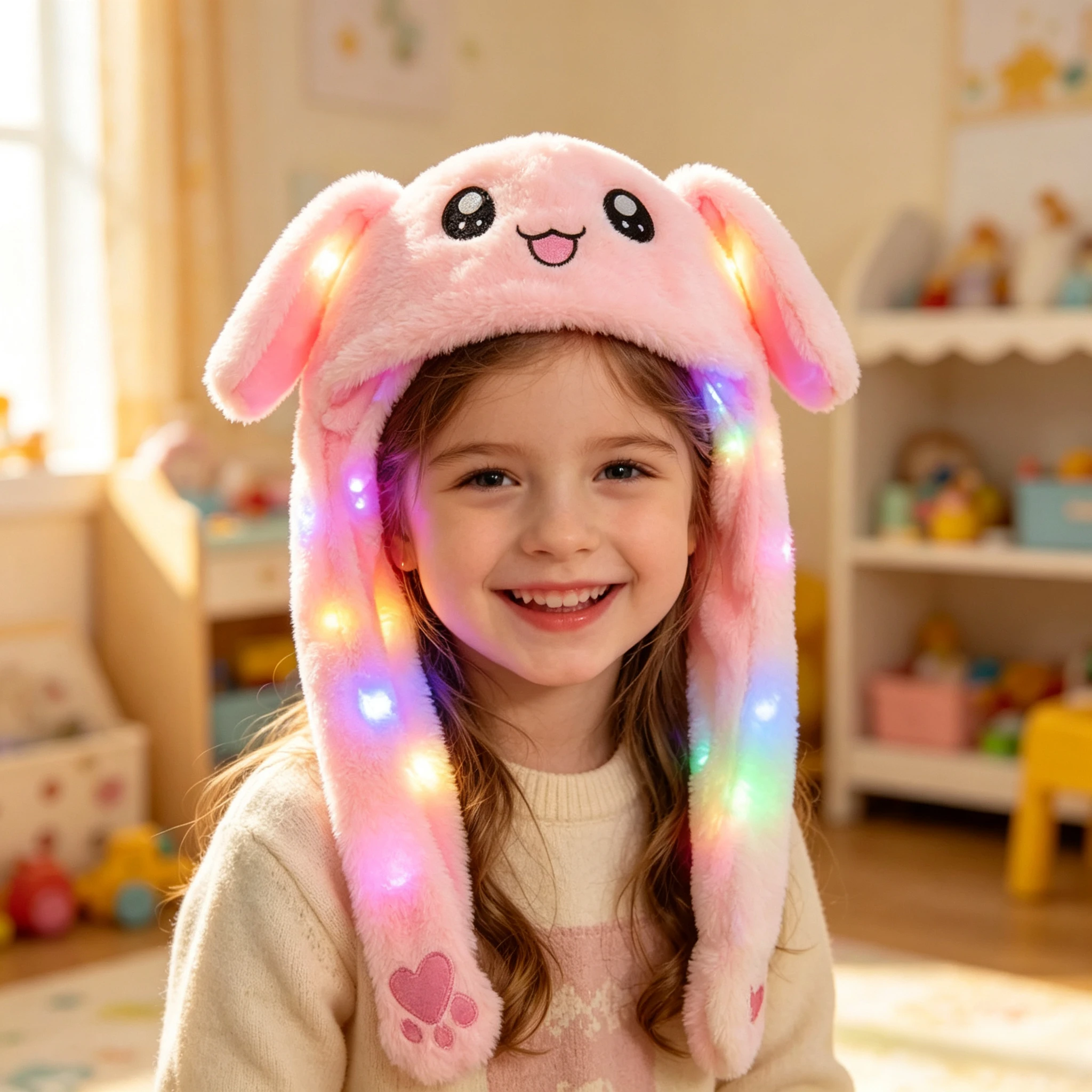 Gorro de Peluche de Pikachu con Luces Intermitentes, Orejas Móviles, Suave y Cálido, un Regalo Encantador para Amigos