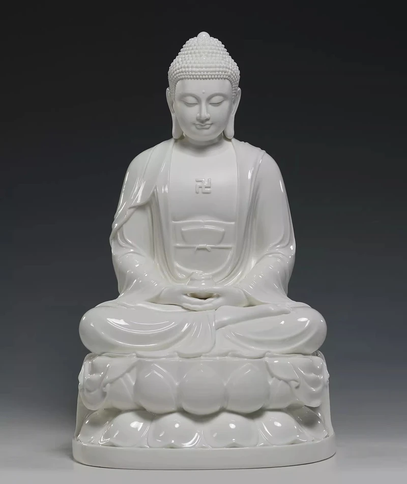 Dehua Ceramics 12 to 19-inch Seated Ancient Lotus Amitabha Buddha Medicine Buddha Three Jewels Tathagata Home Worship Home Deco