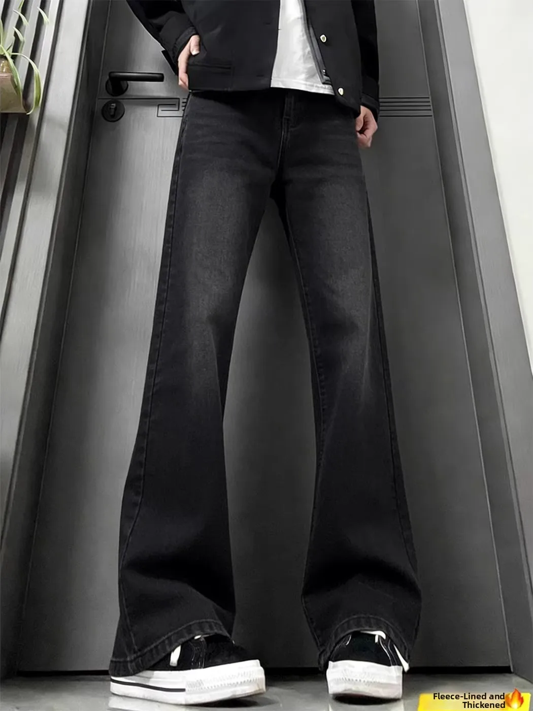 

Мужские джинсы с мягкой флисовой подкладкой, зауженного кроя, со средней посадкой, прямые штанины, на молнии, для повседневной носки, на все сезоны, обеспечивающие длительный комфорт