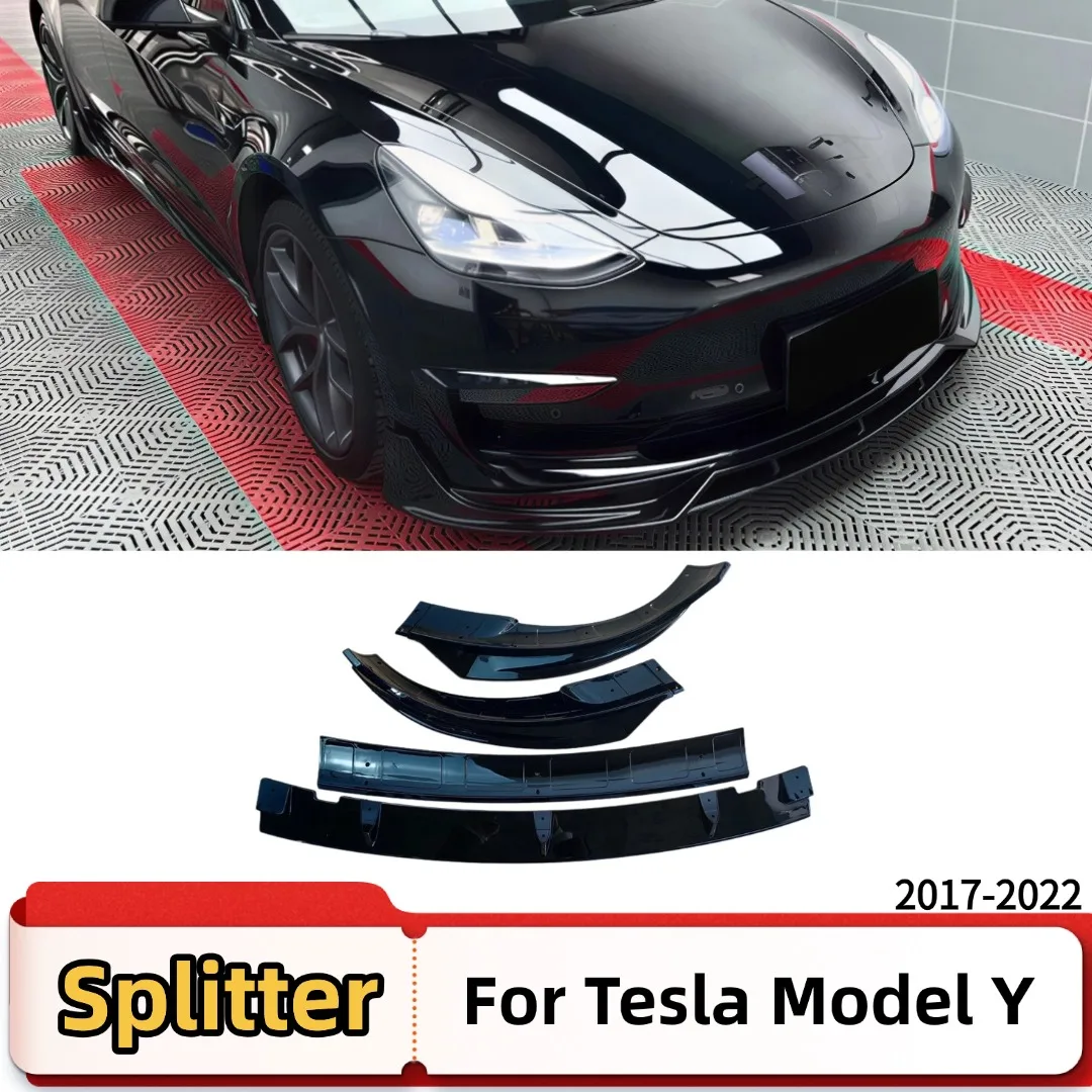 

Front Bumper Lip For Tesla Model Y 2017-2022 Chin Splitter Diffuser Air Dam Deflector Trim Refit Tuning Body Kit Styling 4PCS