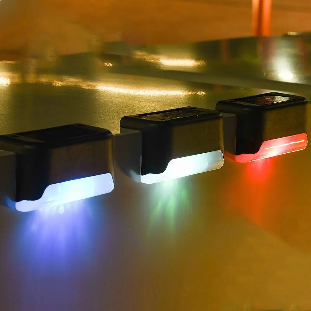 Multifunctional Waterproof LED Solar Step Lamp Solar Powered Garden Fence Lamp Outdoor Yard Street Deck Lamp