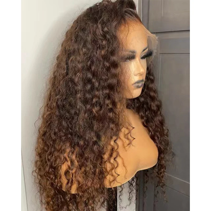 

Dark Brown Glueless 26“ Long 180Density Soft Kinky Curly Lace Front Wig For Black Women BabyHair Preplucked Heat Resistant Daily