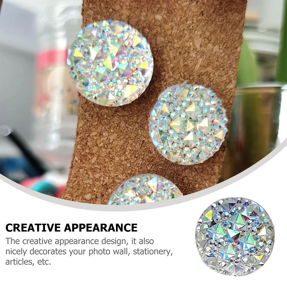10pcs Resin Metal Push Pins Multi-Function Thumbtacks Delicate Office Desk Accessories Compact Rhinestone Tacks Daily