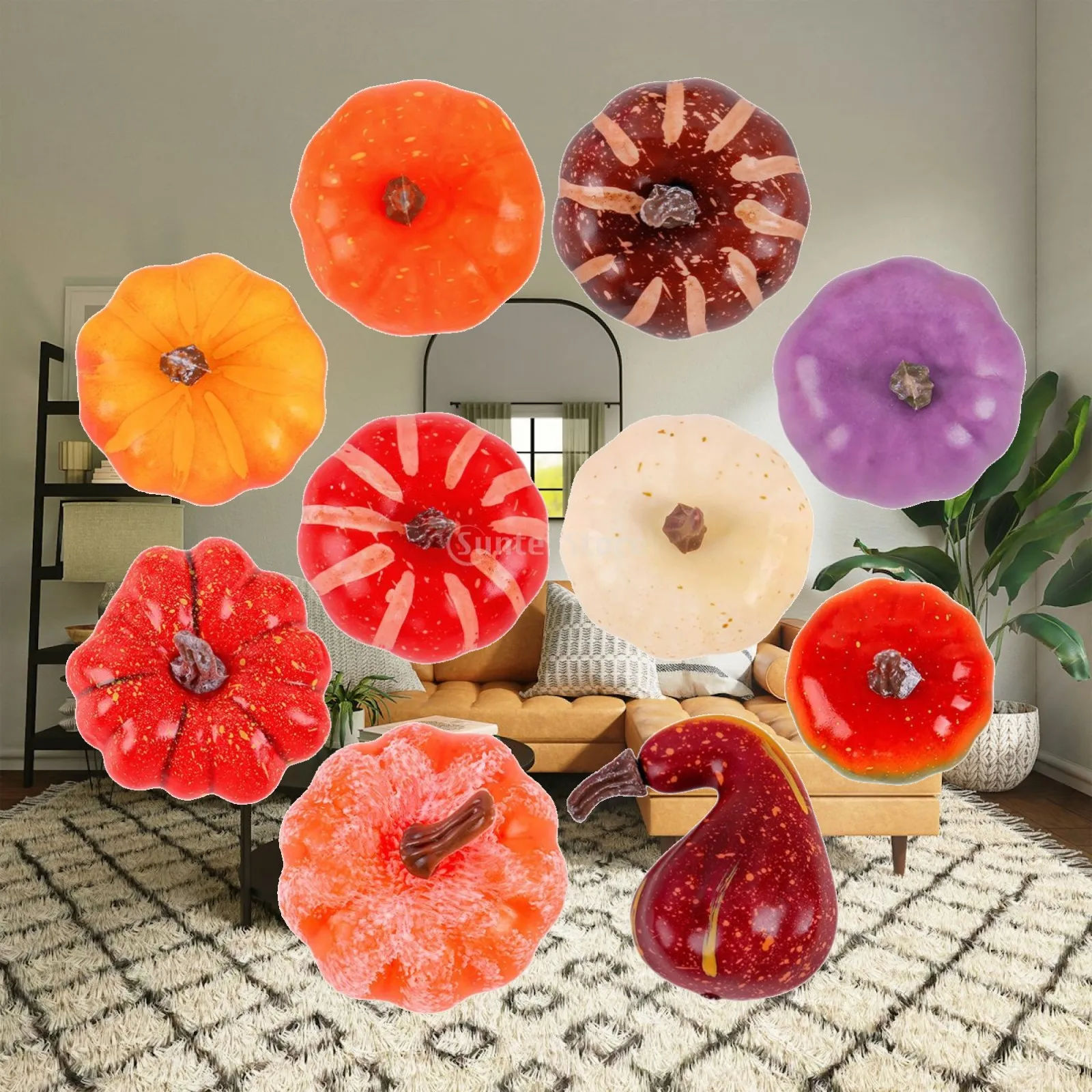 Artificial Halloween Pumpkins Foam Plastic Decorations Set of 10 for Farmhouse Table Centerpieces Autumn Home Accents Wedding